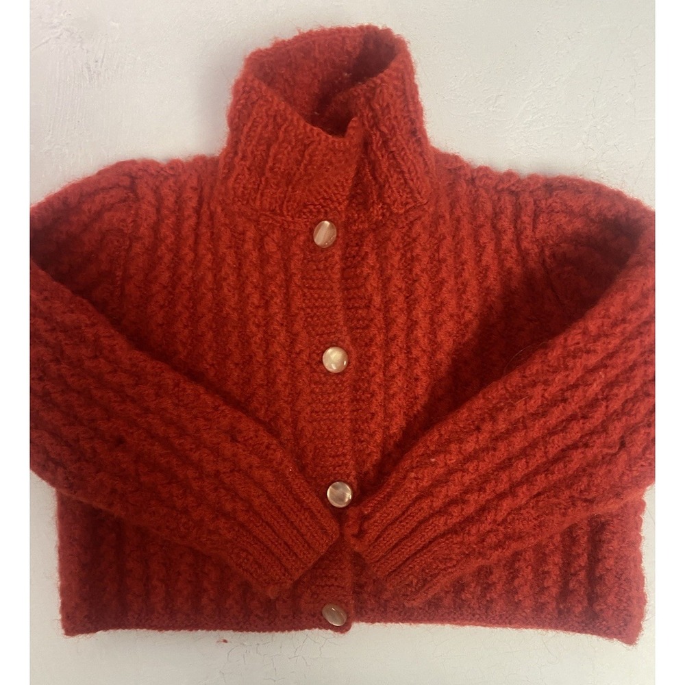 VTG‎ Handmade Knit Holiday Cardigan Sweater Girl 3 mo. Soft Faux Pearl Buttons